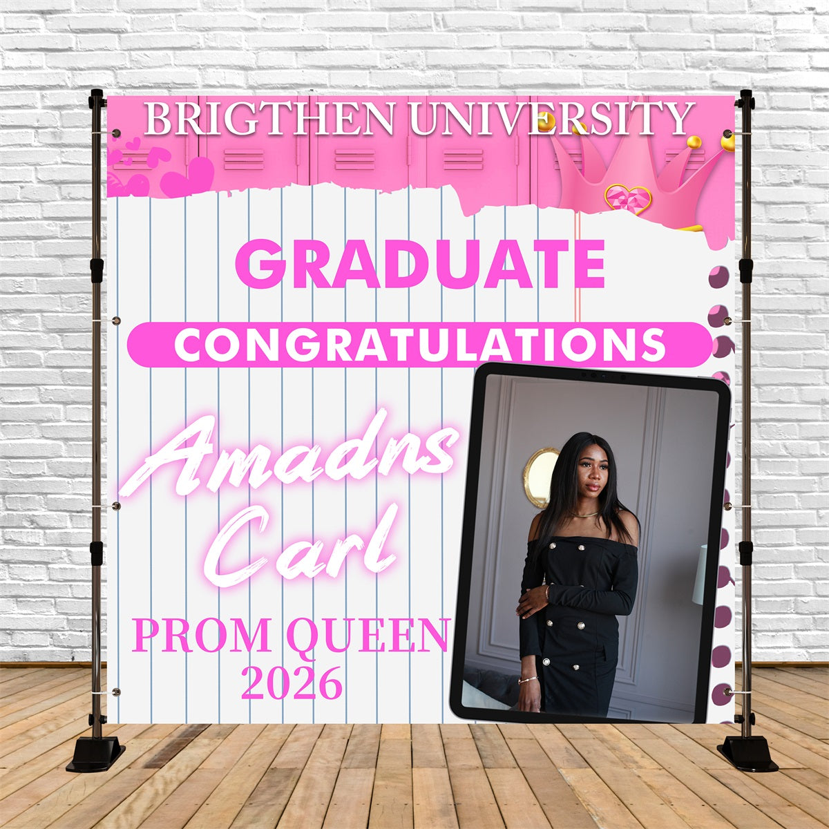 Graduation Photo Backdrop Pink Locker Personalized Party Graduation Backdrop UK BRP5-213