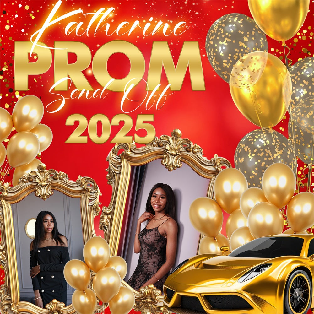Prom Photo Backdrop Sparkling Gold Balloon Custom Party Graduation Backdrop UK BRP5-224
