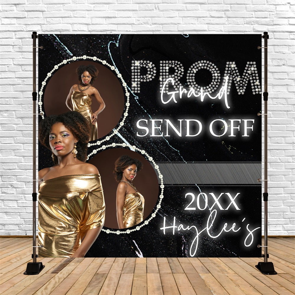 Prom Night Backdrop Sparkling Pearl Frame Personalized Party Graduation Backdrop UK BRP5-241