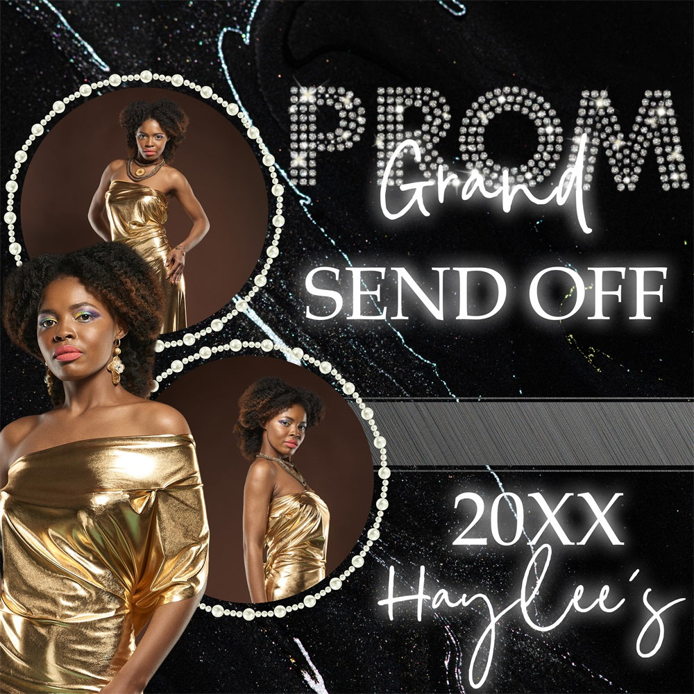 Prom Night Backdrop Sparkling Pearl Frame Personalized Party Graduation Backdrop UK BRP5-241