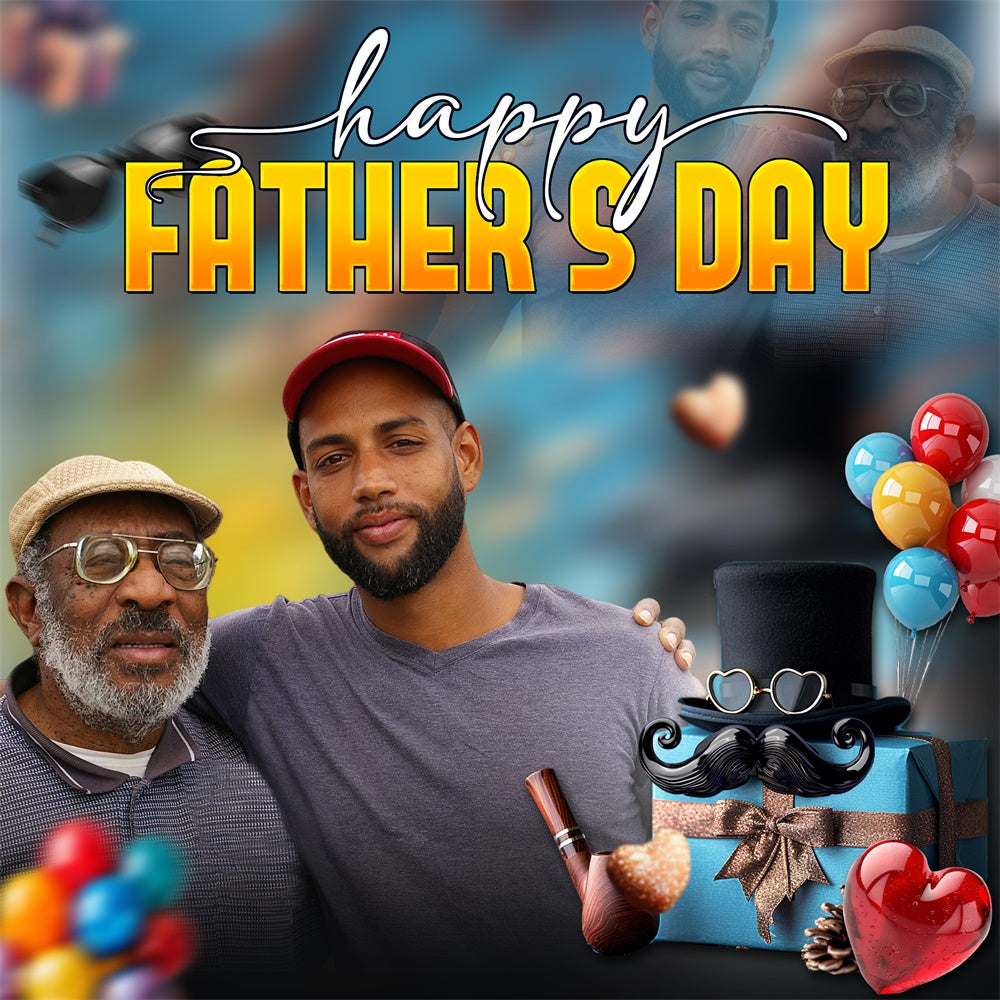 Backdrop Fathers Day Balloon Classic Pipe Personalized Backdrop UK BRP5-44