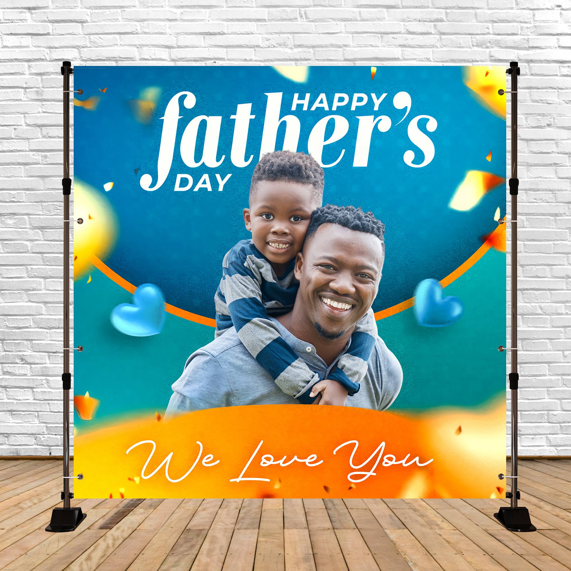 Backdrop Father's Day Vibrant Blue Orange Customized Backdrop UK BRP5-46