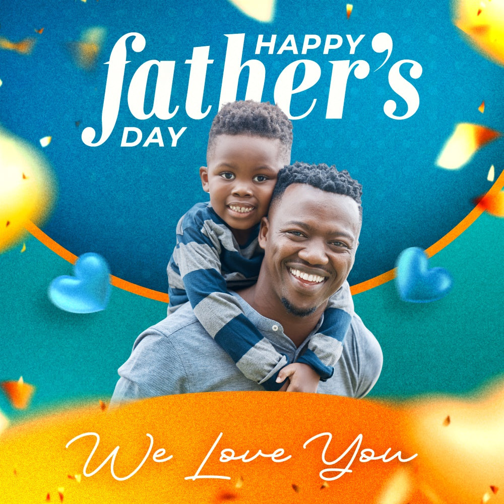 Backdrop Father's Day Vibrant Blue Orange Customized Backdrop UK BRP5-46