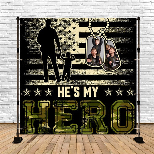 Fathers Day Backdrop Military Pride Family Personalized Backdrop UK BRP5-71