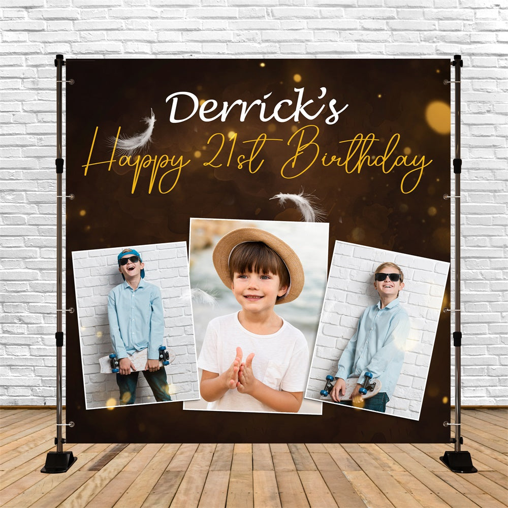 21st Birthday Backdrop Stylish Feather Glow Customized Backdrop UK BRP5-81
