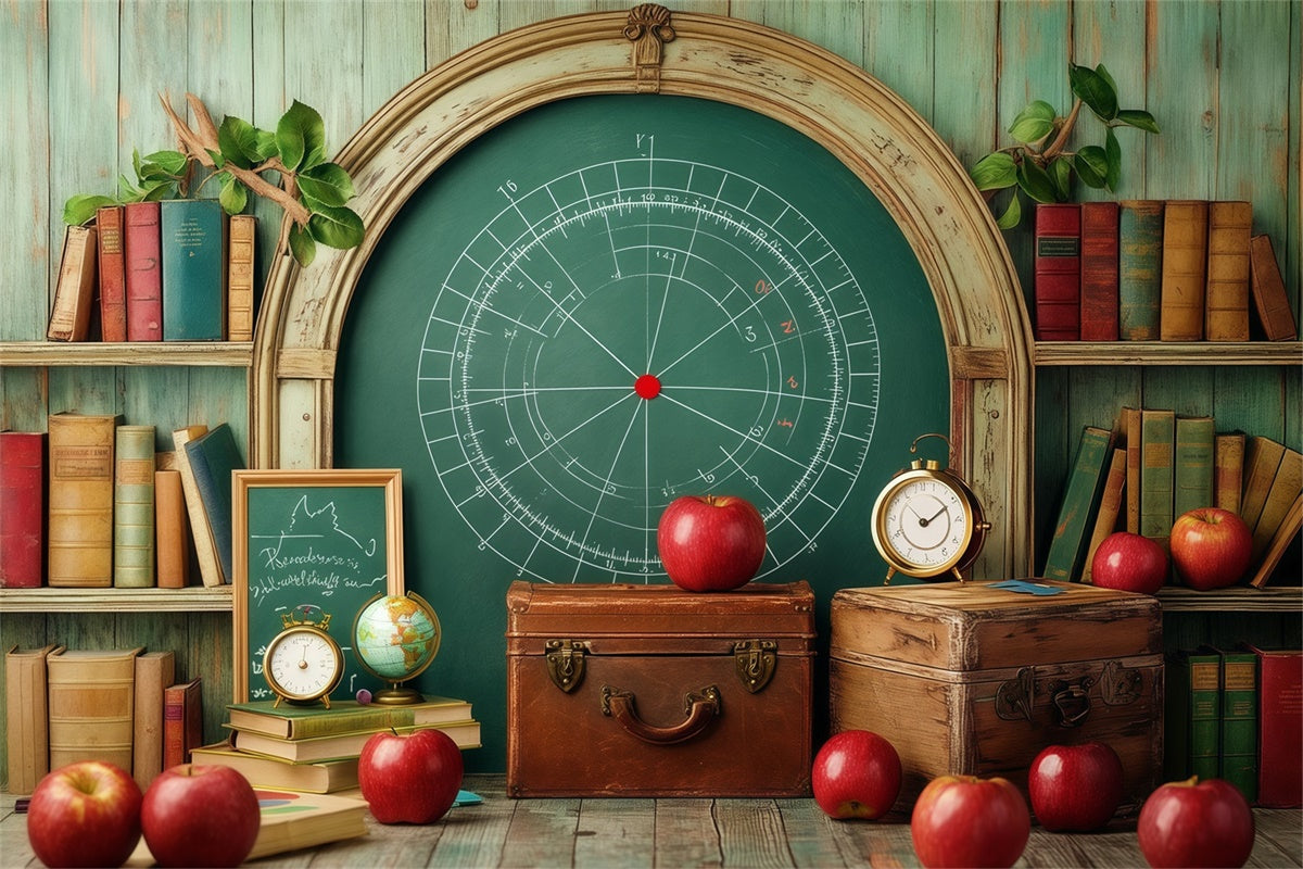 School Photo Backdrops Autumn Apples Books Backdrop UK BRP57-10