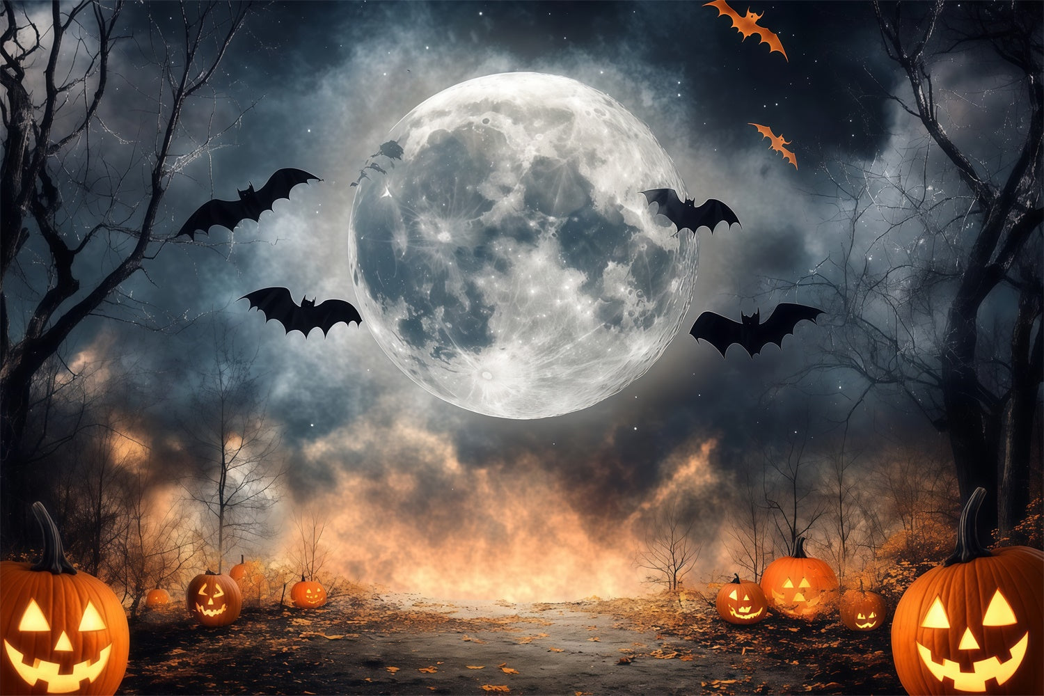 Halloween Moon Backdrop Creepy Moonlit Clearing Backdrop UK BRP57-100