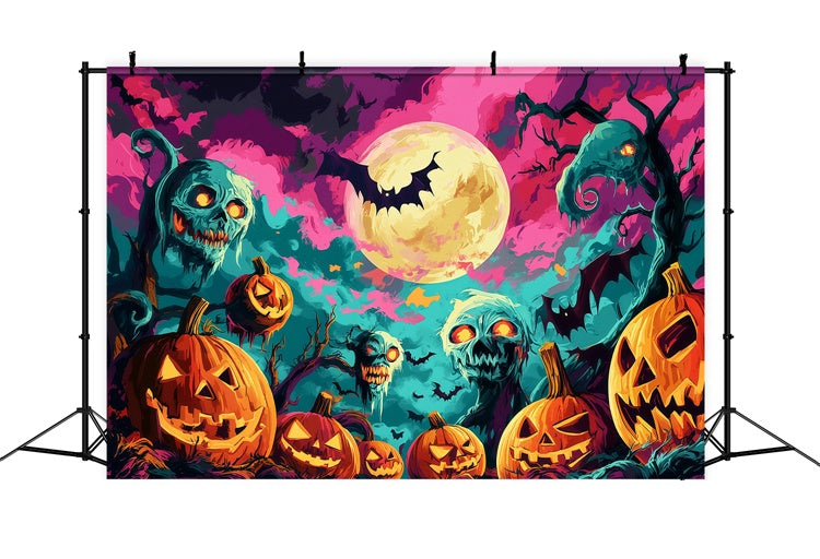 Spooky Halloween Backdrop Nightmare Pumpkin Patch Backdrop UK BRP57-102