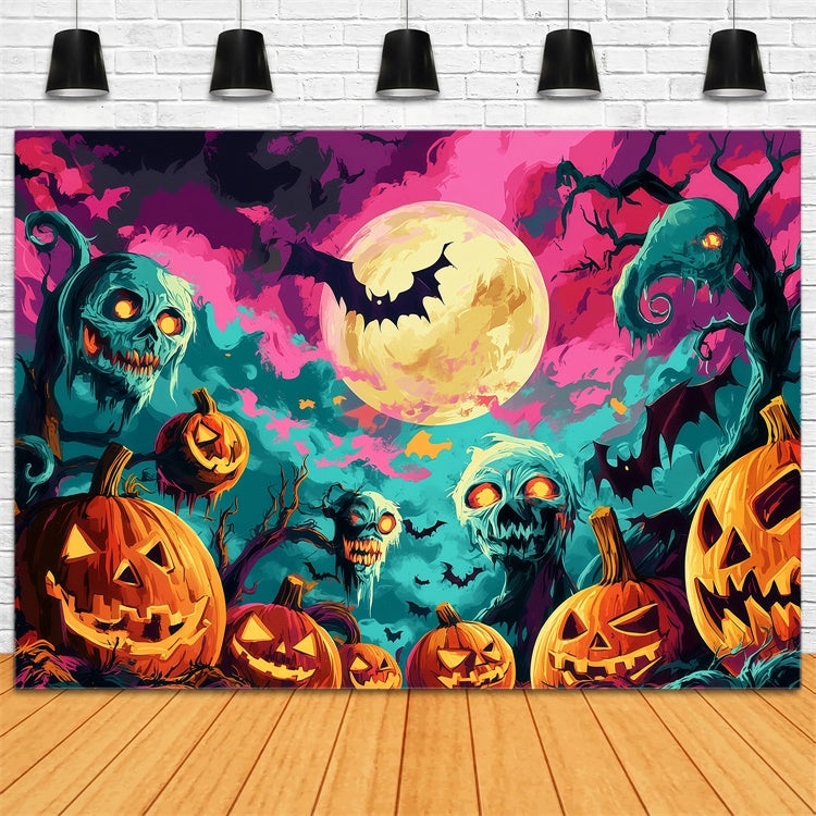 Spooky Halloween Backdrop Nightmare Pumpkin Patch Backdrop UK BRP57-102