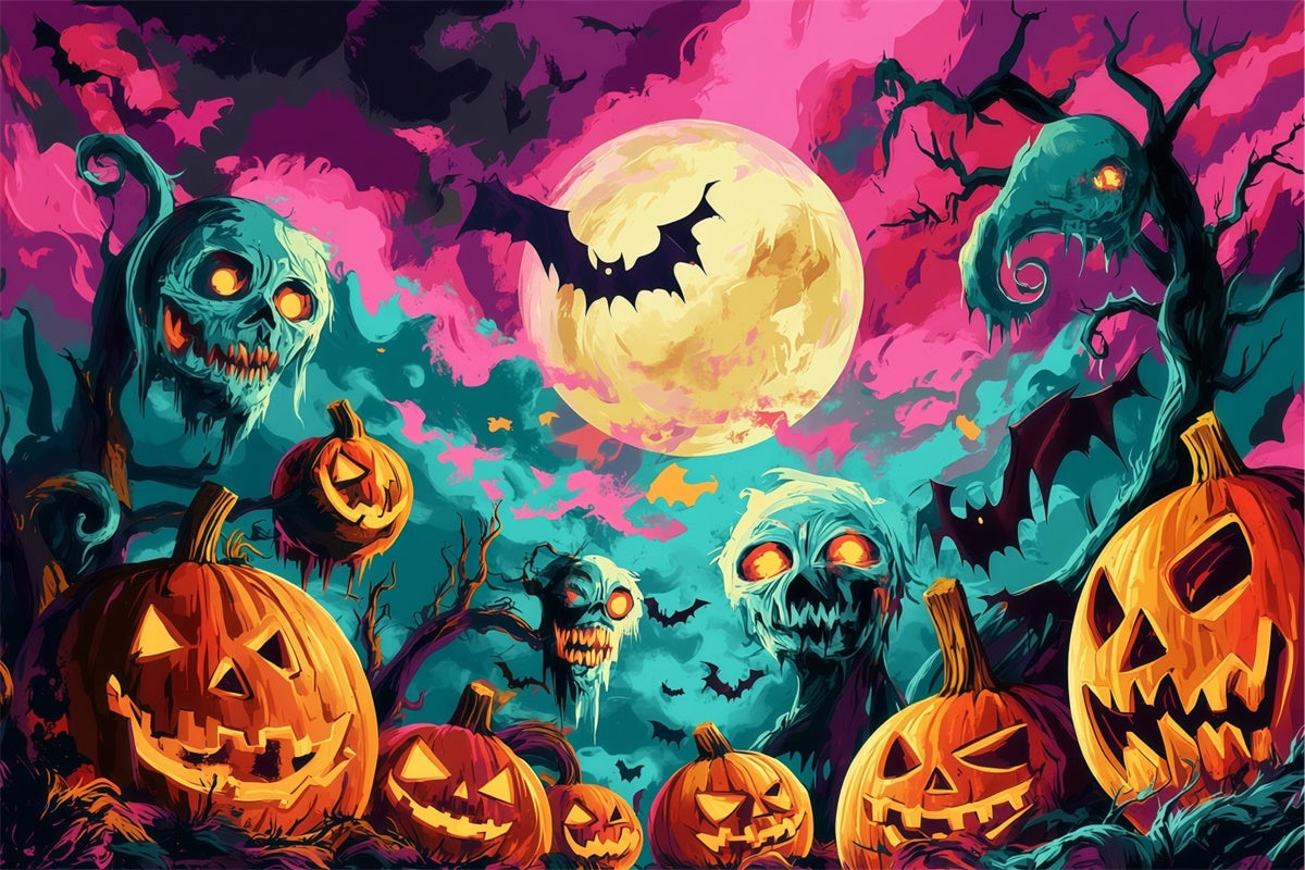 Spooky Halloween Backdrop Nightmare Pumpkin Patch Backdrop UK BRP57-102