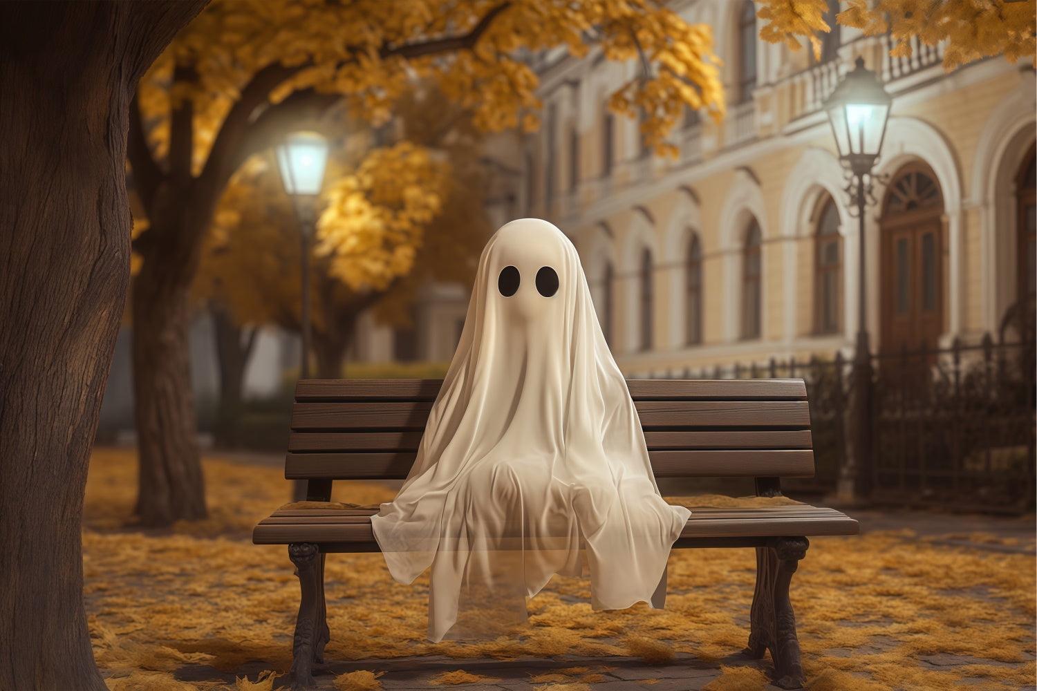 Halloween Picture Backdrop Ghost Fall Bench Backdrop UK BRP57-107