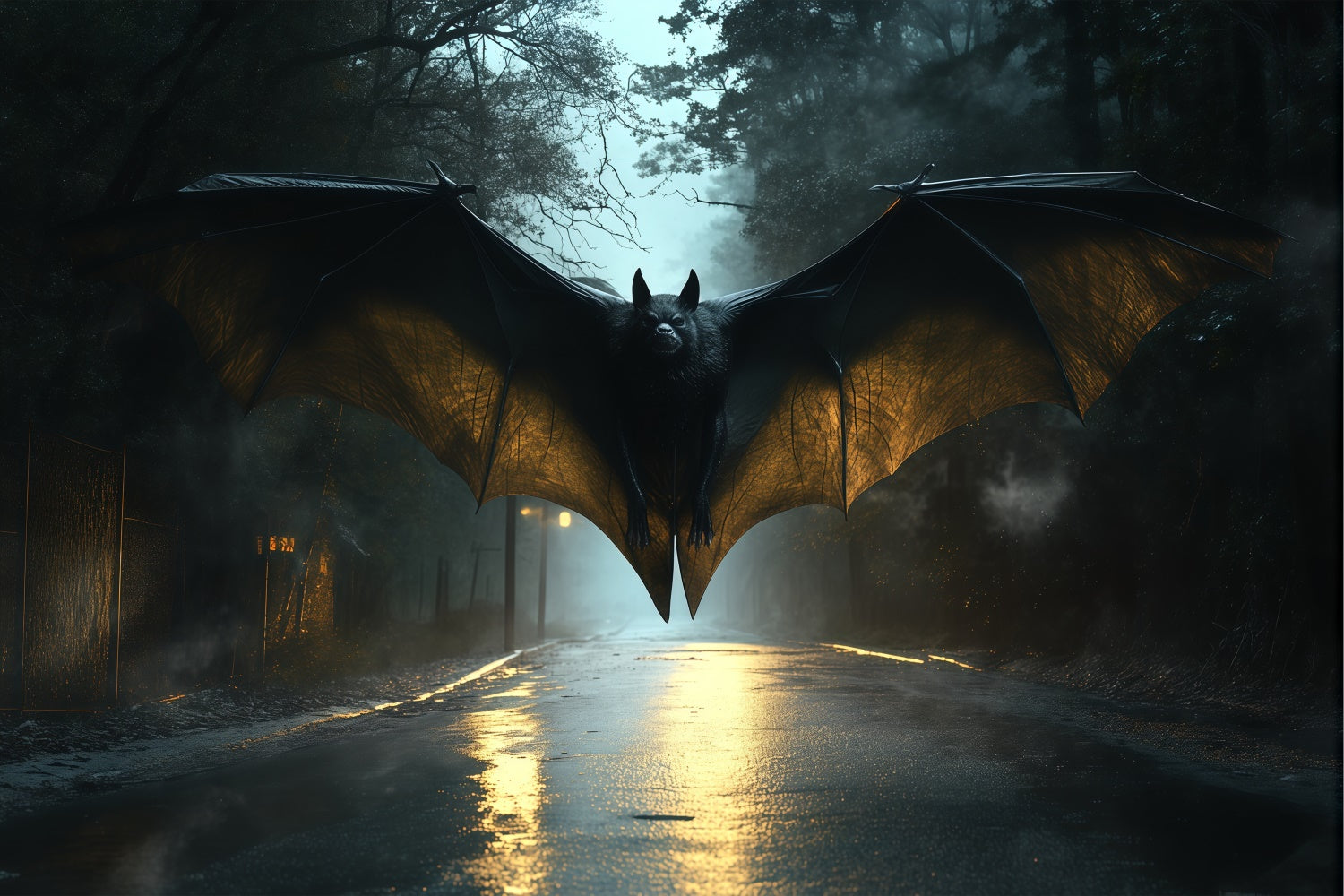 Spooky Halloween Backdrop Midnight Bat Descent Backdrop UK BRP57-108
