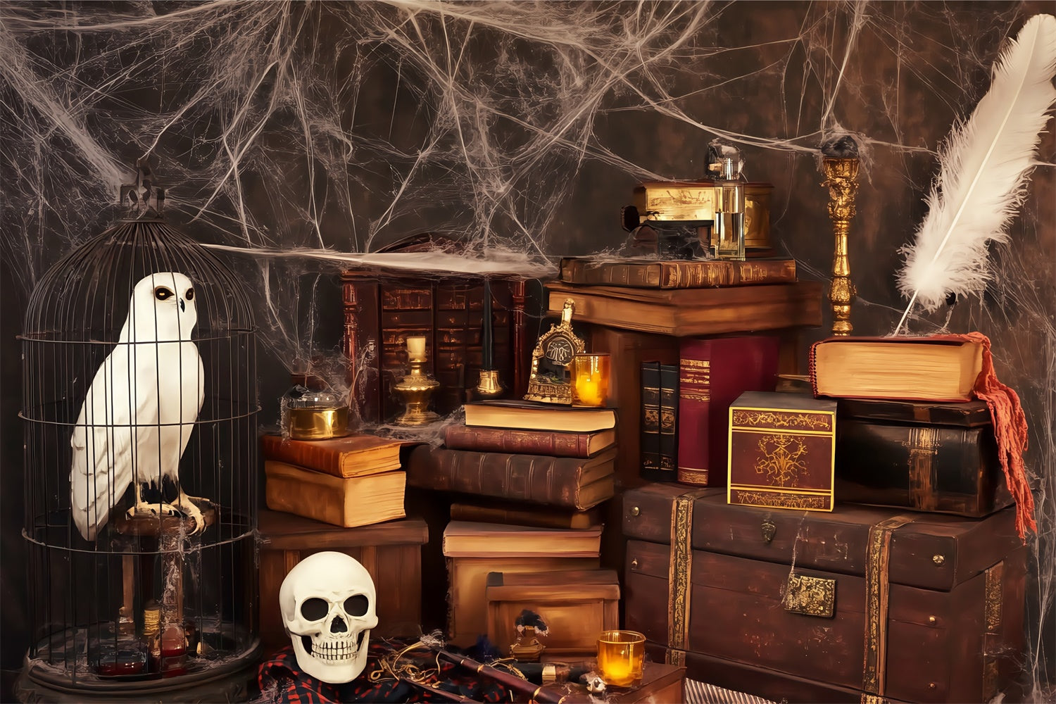 Halloween Photography Backdrop Spells Skulls Study Backdrop UK BRP57-114
