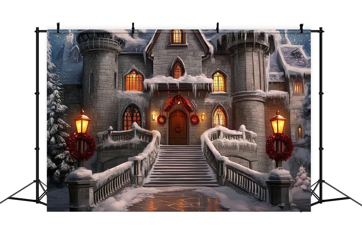 Christmas Photography Backdrops Red Wreath Fortress Backdrop UK BRP57-116