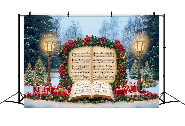 Christmas Photo Backdrops Festive Music Notes Backdrop UK BRP57-121