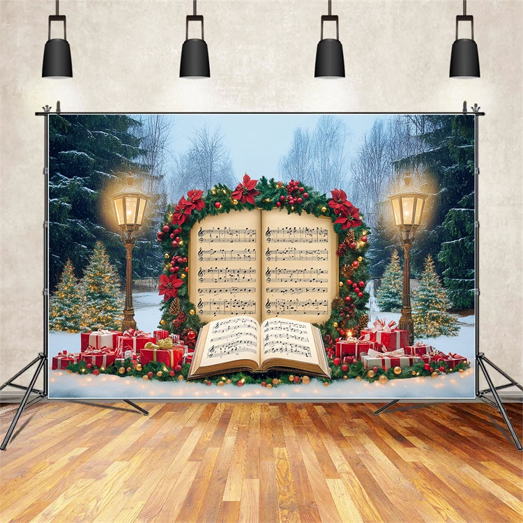 Christmas Photo Backdrops Festive Music Notes Backdrop UK BRP57-121