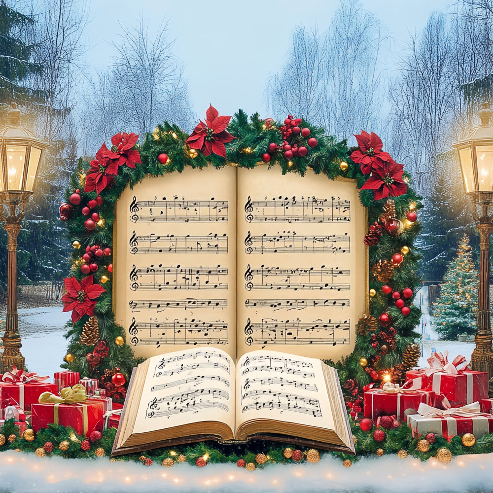 Christmas Photo Backdrops Festive Music Notes Backdrop UK BRP57-121