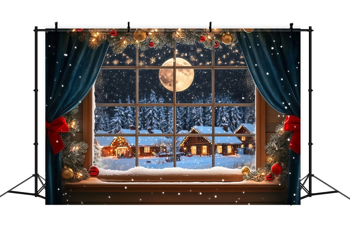 Christmas Backdrop Frosty Window Midnight Glow Backdrop UK BRP57-122