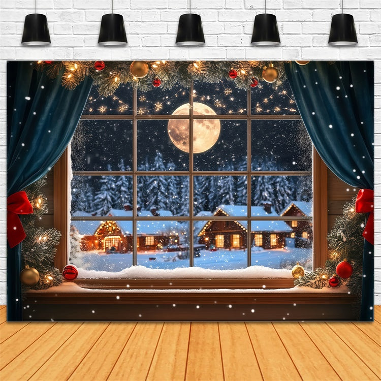 Christmas Backdrop Frosty Window Midnight Glow Backdrop UK BRP57-122