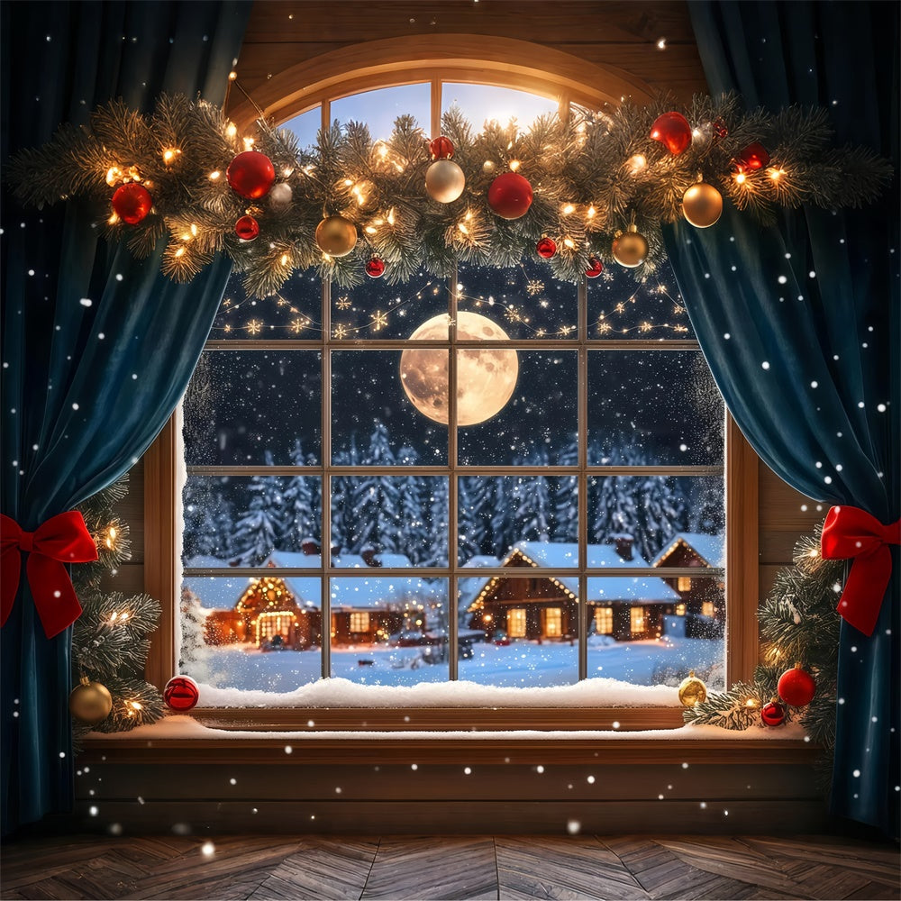 Christmas Backdrop Frosty Window Midnight Glow Backdrop UK BRP57-122