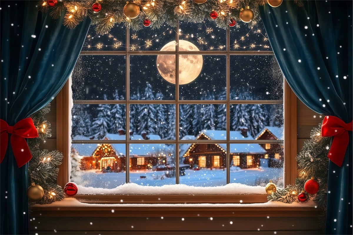 Christmas Backdrop Frosty Window Midnight Glow Backdrop UK BRP57-122