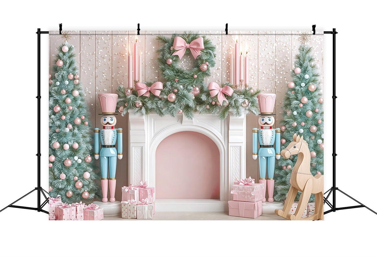 Christmas Fireplace Backdrop Sweet Garland Delight Backdrop UK BRP57-132