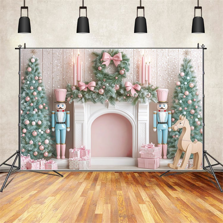 Christmas Fireplace Backdrop Sweet Garland Delight Backdrop UK BRP57-132