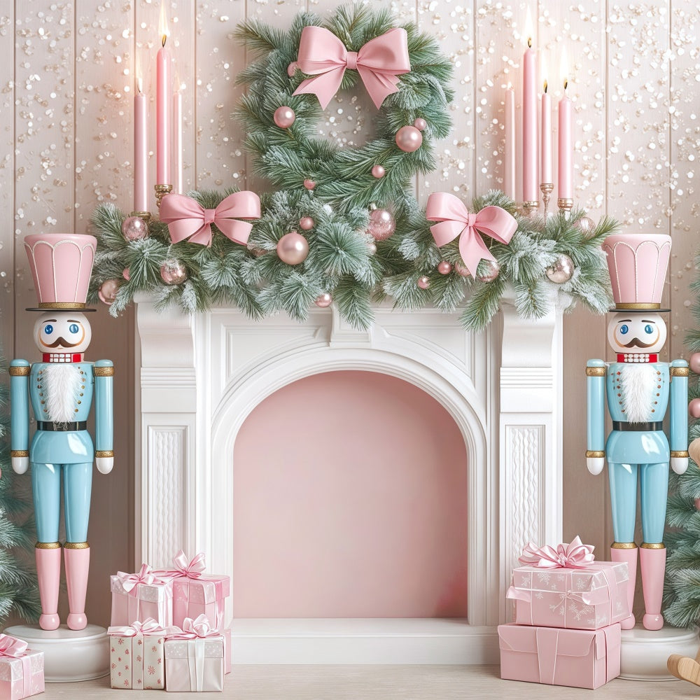 Christmas Fireplace Backdrop Sweet Garland Delight Backdrop UK BRP57-132