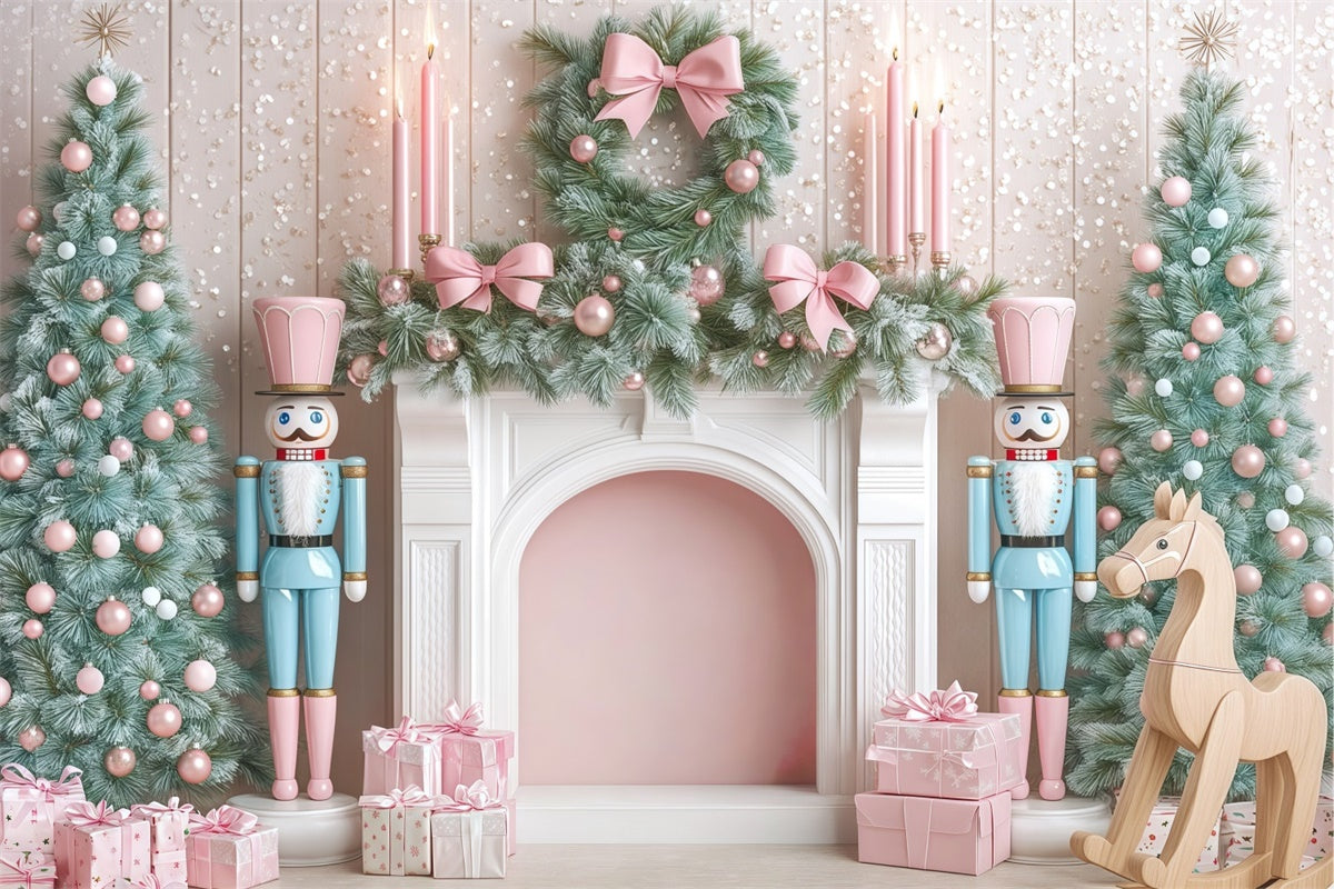 Christmas Fireplace Backdrop Sweet Garland Delight Backdrop UK BRP57-132