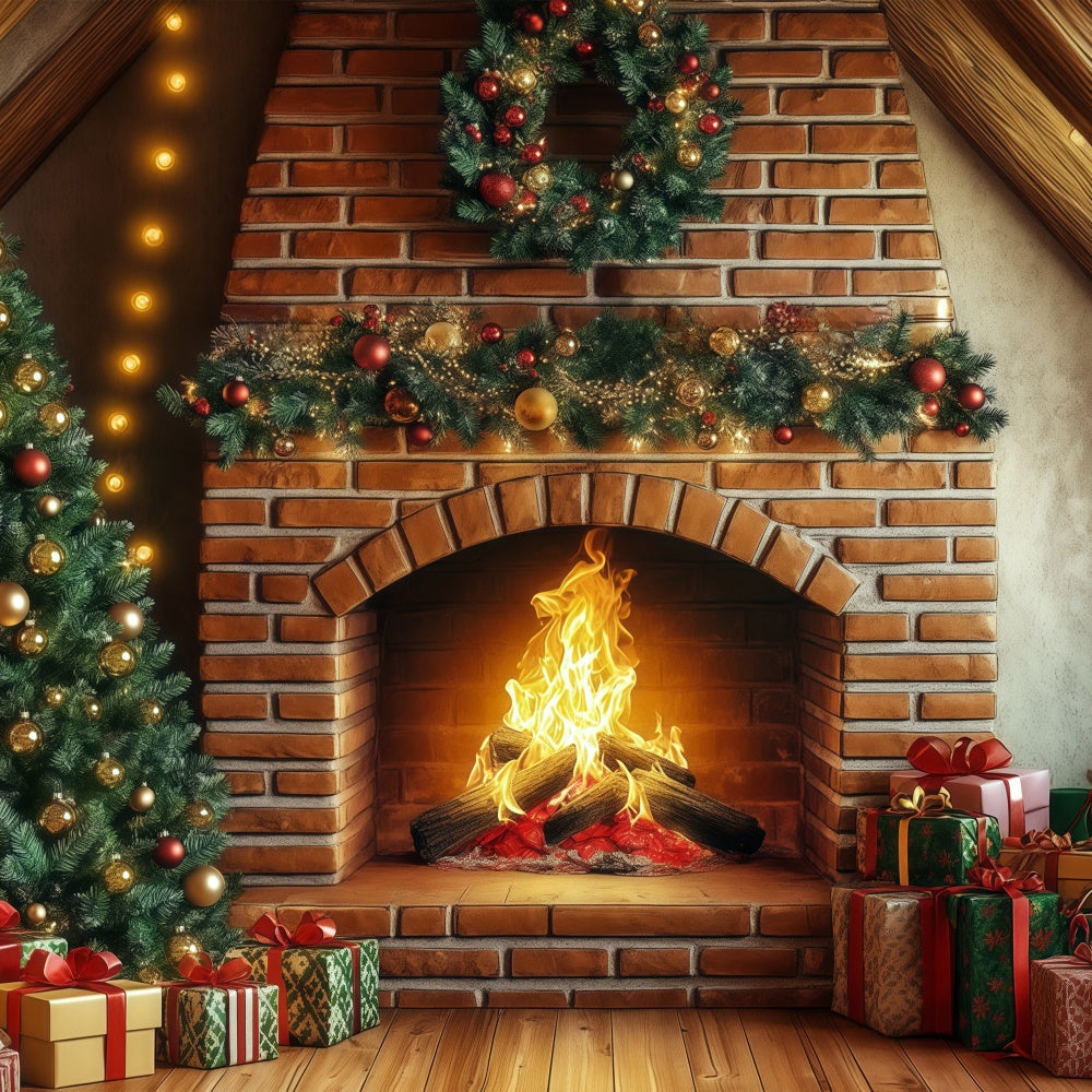 Christmas Photography Backdrops Golden Glow Gift Backdrop UK BRP57-135