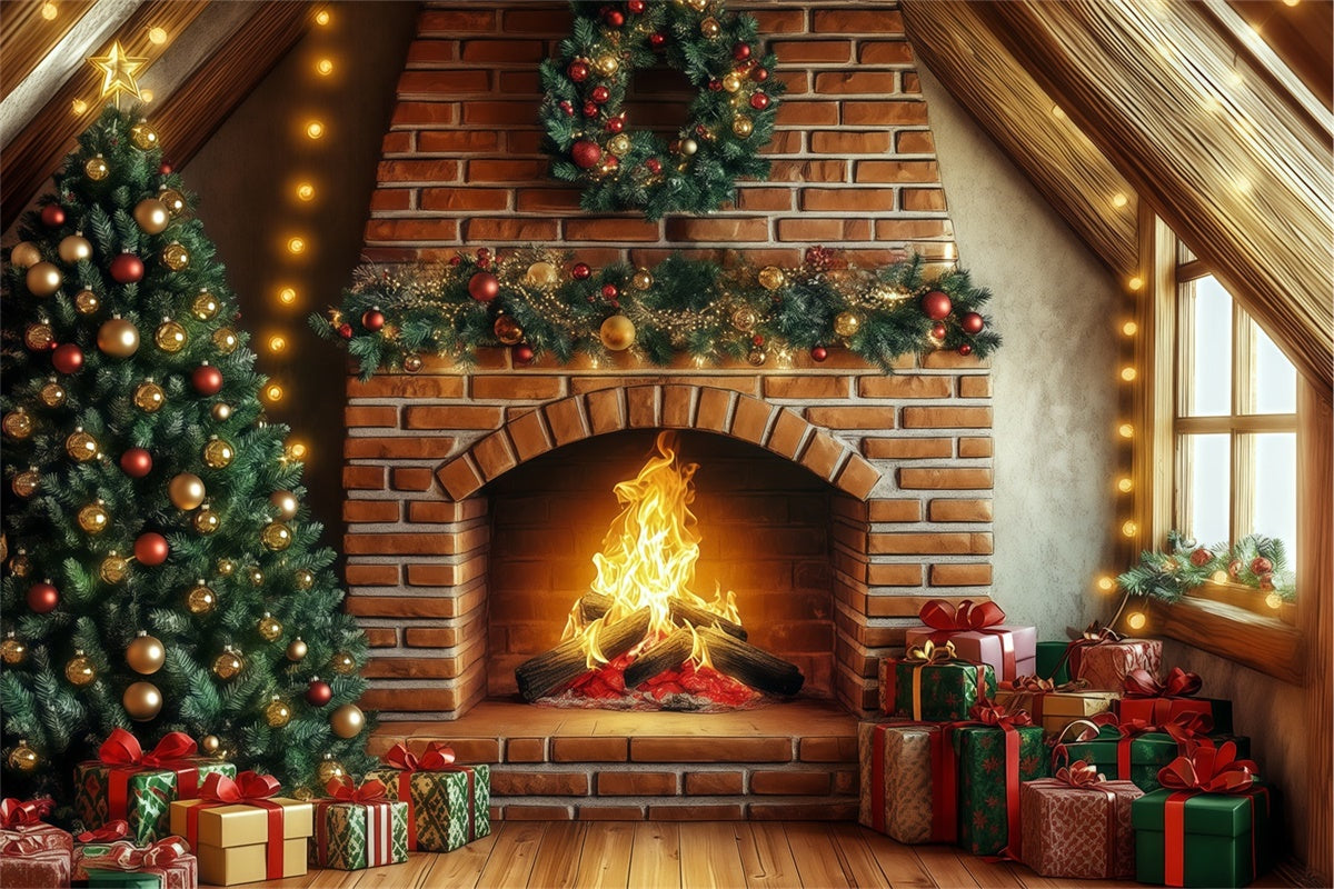 Christmas Photography Backdrops Golden Glow Gift Backdrop UK BRP57-135