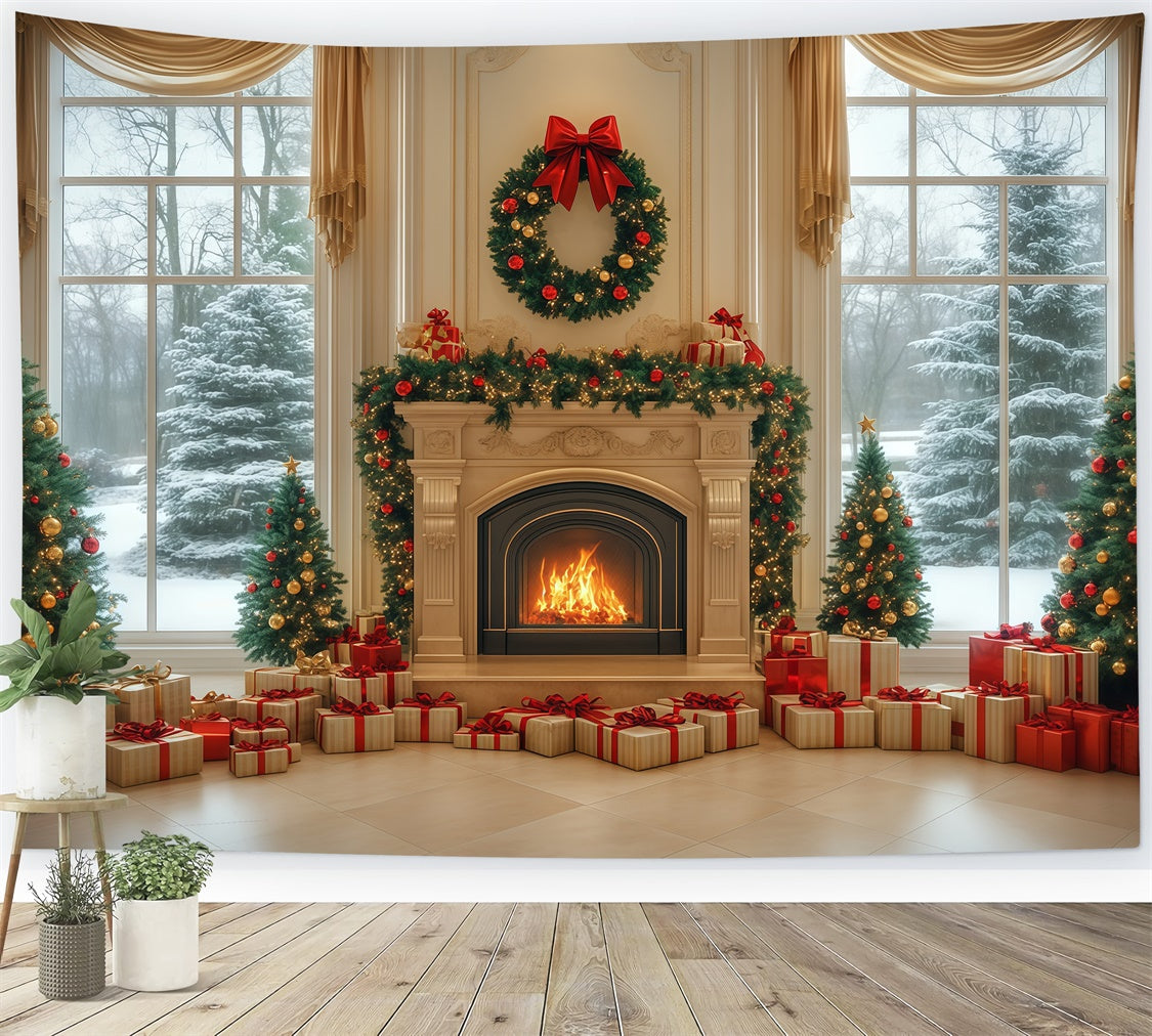 Christmas Backdrop Elegant Winter Ballroom Backdrop UK BRP57-139