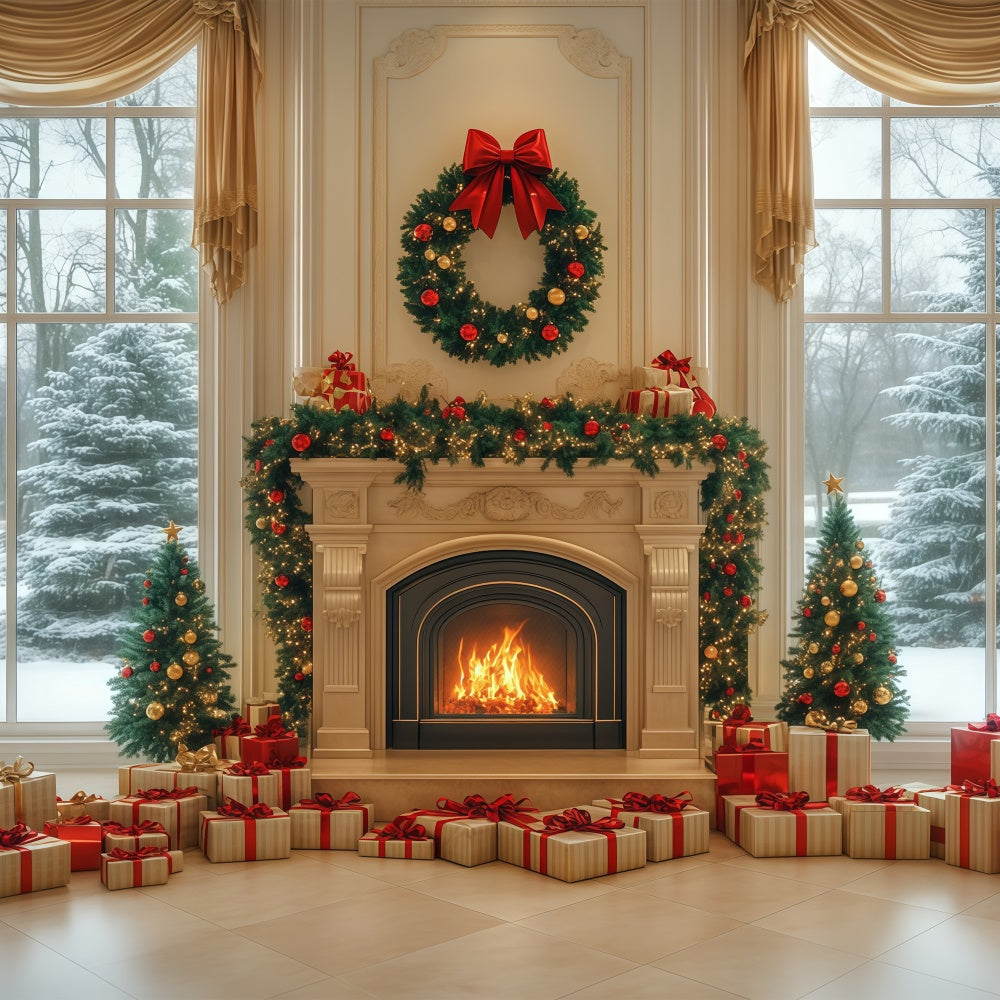 Christmas Backdrop Elegant Winter Ballroom Backdrop UK BRP57-139