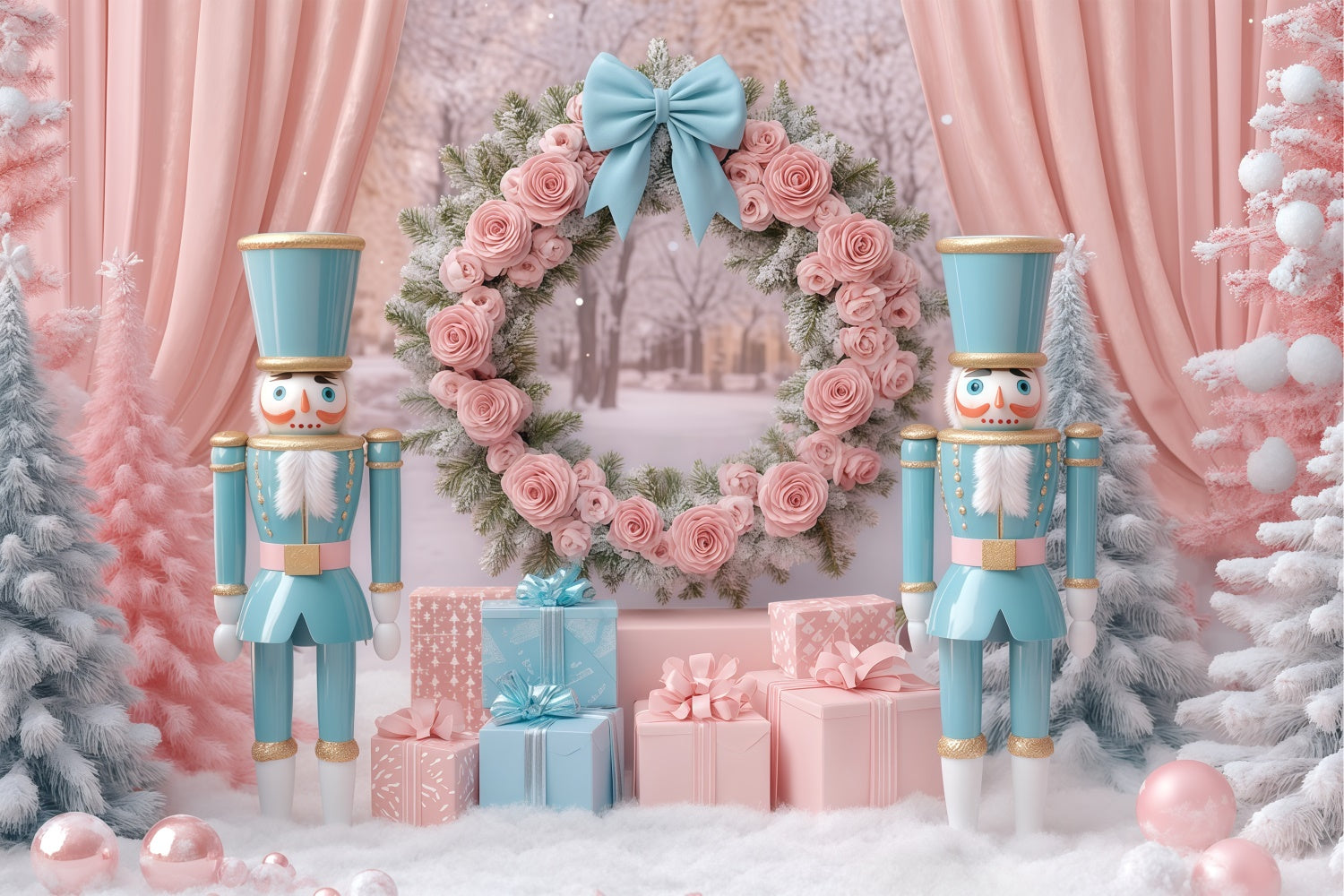Christmas Photo Backdrop Rosy Regal Wonderland Backdrop UK BRP57-141