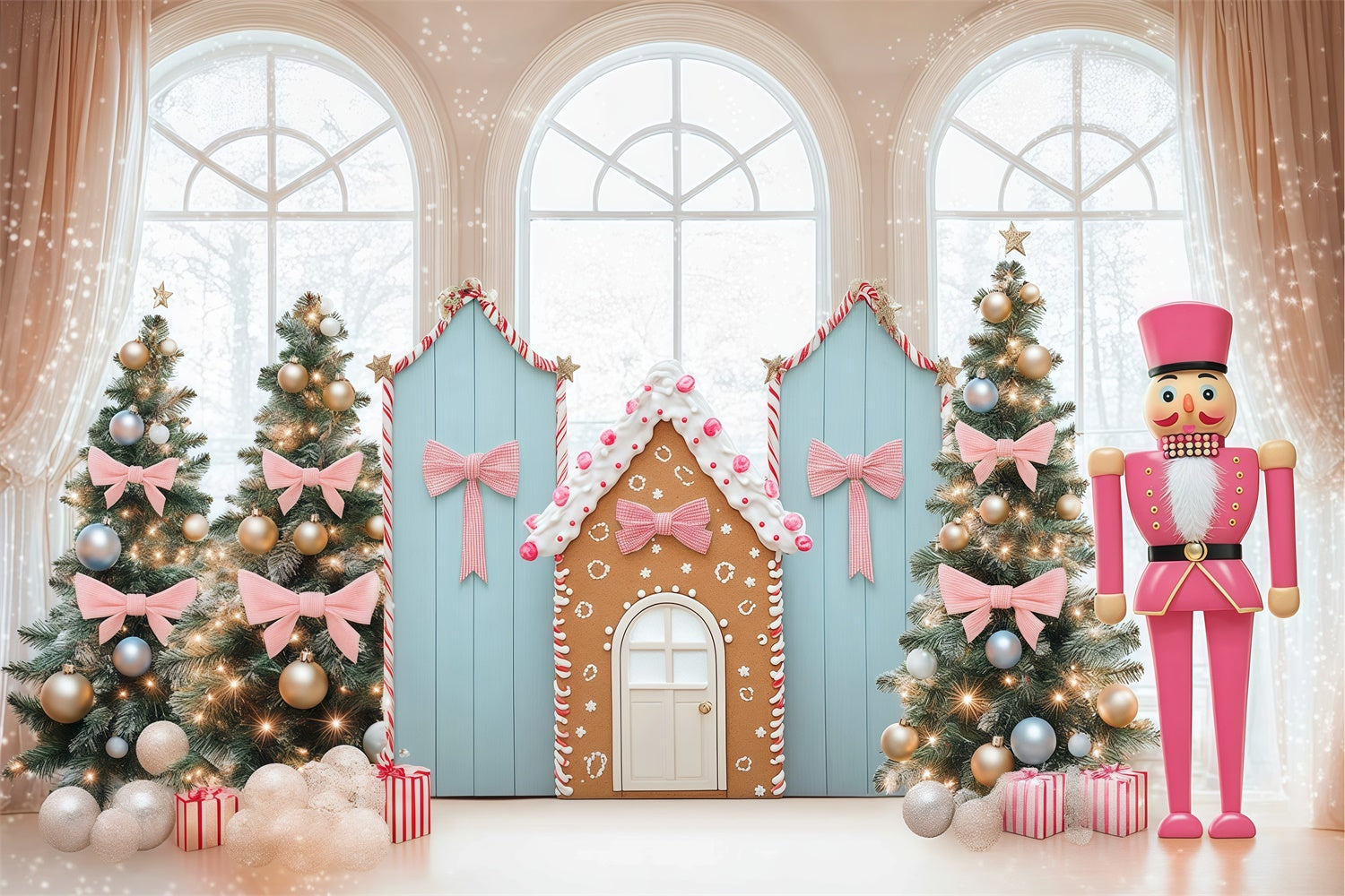 Christmas Photo Backdrops Pink Bow Candyland Backdrop UK BRP57-143