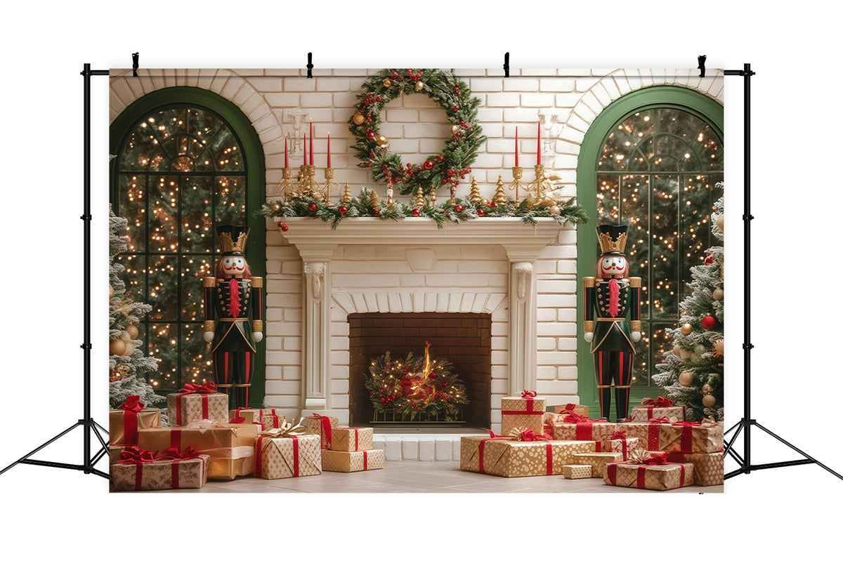 Christmas Fireplace Backdrop Holiday Hearth Wishes Backdrop UK BRP57-145