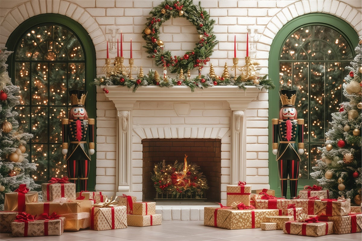 Christmas Fireplace Backdrop Holiday Hearth Wishes Backdrop UK BRP57-145