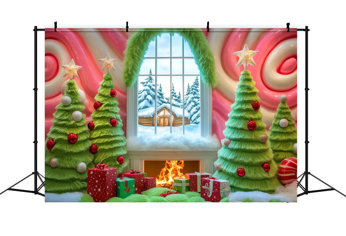 Christmas Photography Backdrops Cozy Candy Cabin Backdrop UK BRP57-150