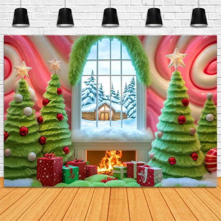 Christmas Photography Backdrops Cozy Candy Cabin Backdrop UK BRP57-150