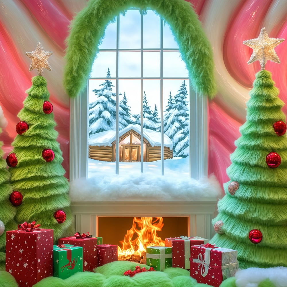 Christmas Photography Backdrops Cozy Candy Cabin Backdrop UK BRP57-150