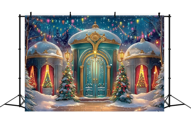 Christmas Backdrops Sale Holiday Palace Entrance Backdrop UK BRP57-157