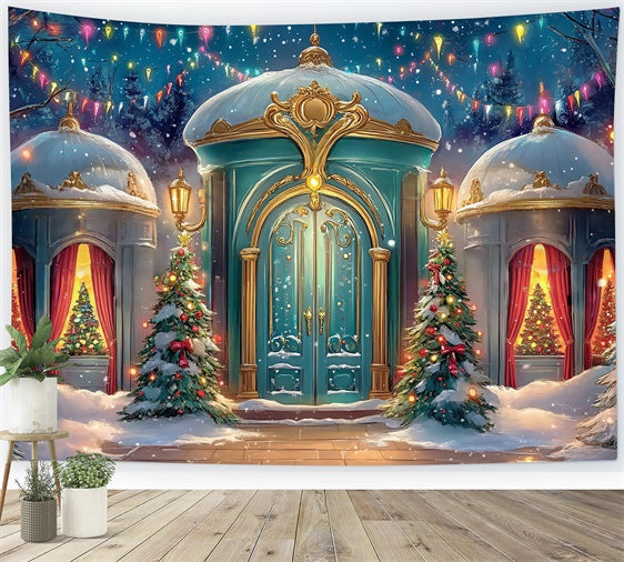 Christmas Backdrops Sale Holiday Palace Entrance Backdrop UK BRP57-157