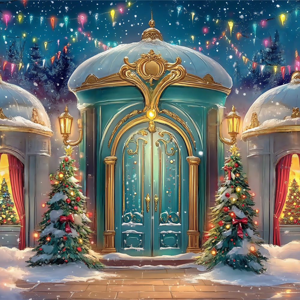 Christmas Backdrops Sale Holiday Palace Entrance Backdrop UK BRP57-157