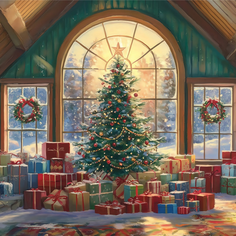 Christmas Photo Backdrops Warm Lodge Morning Backdrop UK BRP57-159