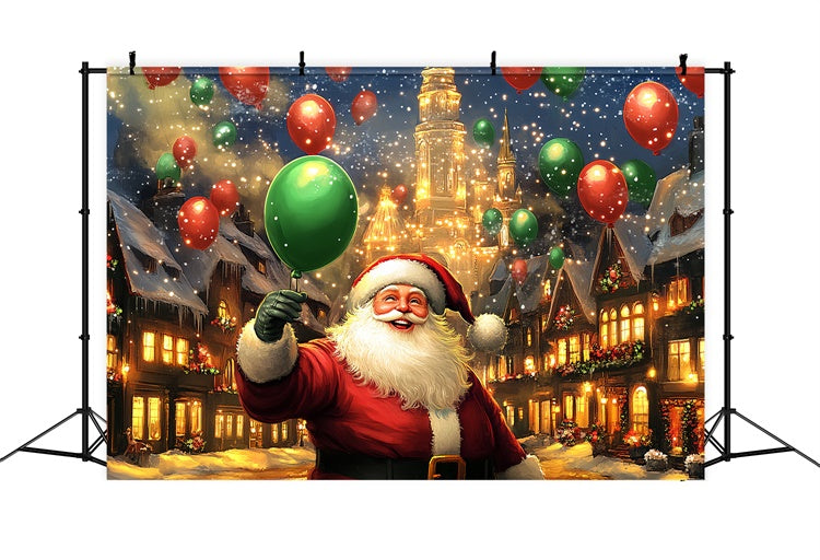 Christmas Village Backdrop Santa Balloon Parade Backdrop UK BRP57-162