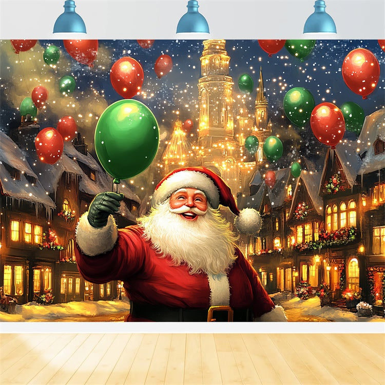 Christmas Village Backdrop Santa Balloon Parade Backdrop UK BRP57-162