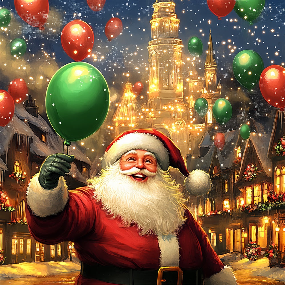 Christmas Village Backdrop Santa Balloon Parade Backdrop UK BRP57-162