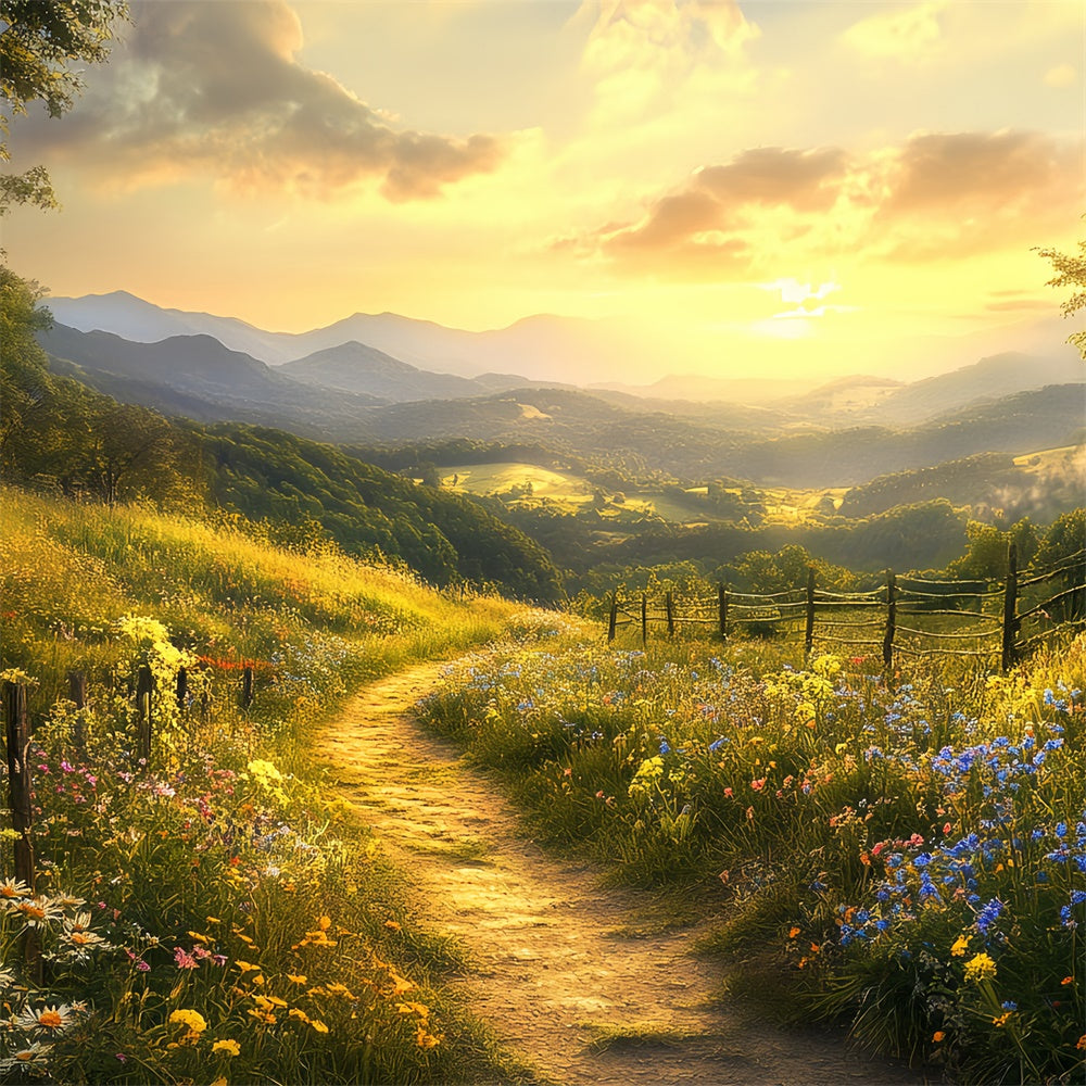 Sunset Backdrop Peaceful Meadow Path Autumn Backdrops UK BRP57-169