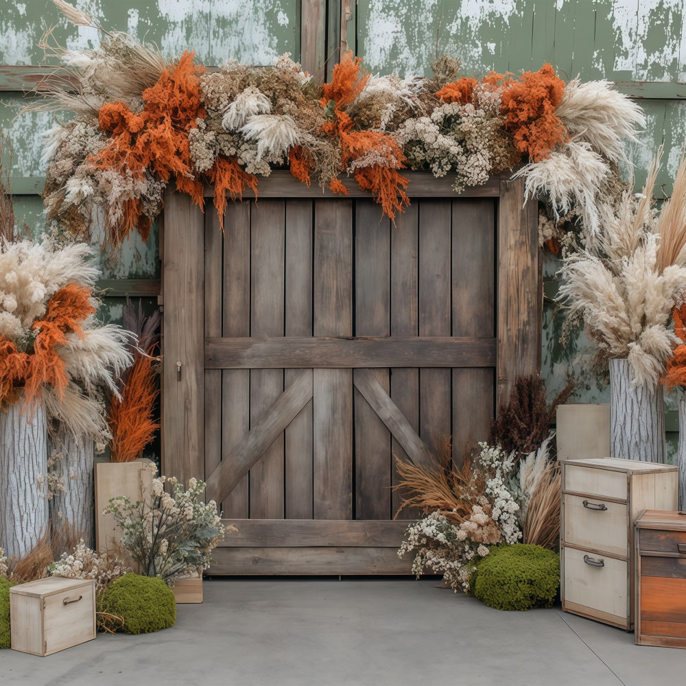 Autumn Backdrops Dried Floral Rustic Barn Backdrop UK BRP57-179