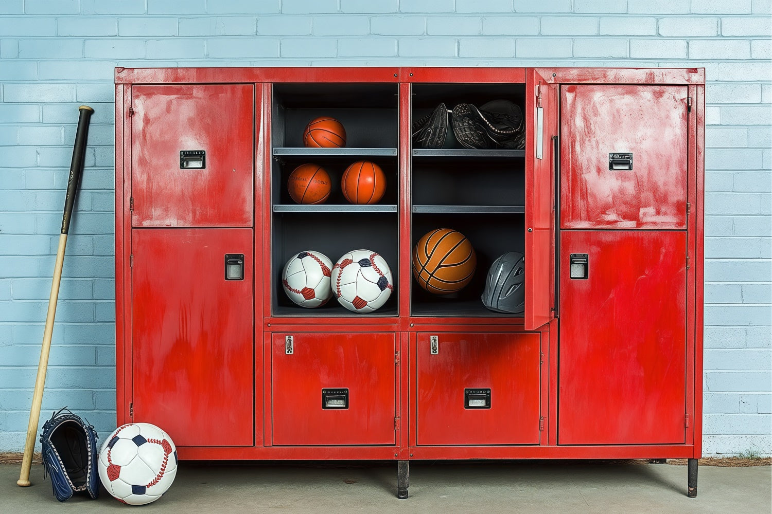 School Picture Backdrop Athletic Gear Storage Backdrop UK BRP57-18
